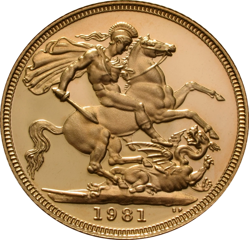 Pièce Souverain Or 1981 Elisabeth II Tête Décimale