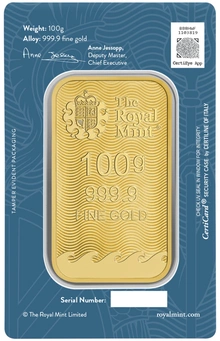 NOUVEAU Lingot d'Or 100g Royal Mint Britannia