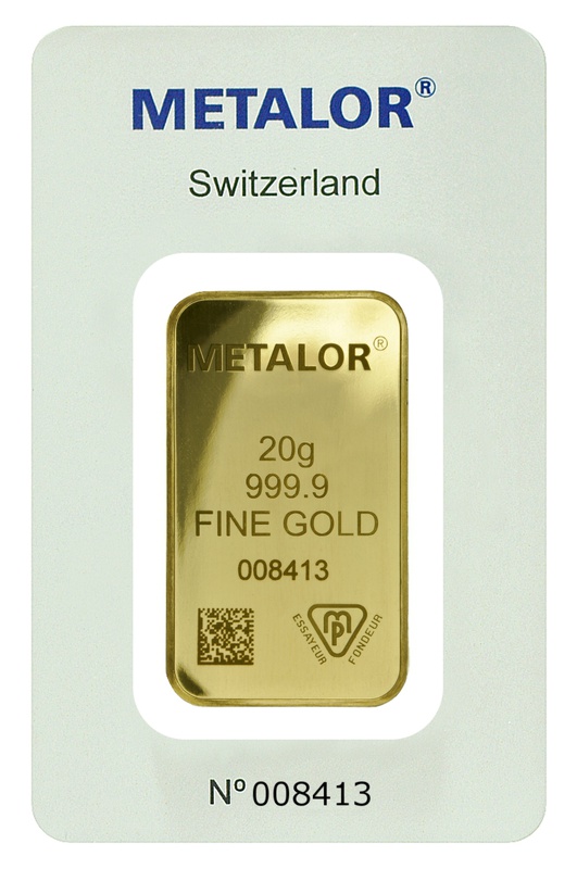 Metalor 20 Gram Gold Bar