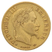Pièce 10 Francs Or 1868 Napoléon III Tête Laurée BB