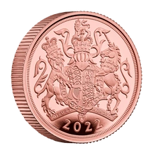 Pièce Souverain Or 2022 Jubilé de Platine Elisabeth II 5ème Tête BE Piéfort en Boîte