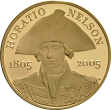 Pièce Quintuple Souverain Or 2005 Horatio Nelson en Boîte
