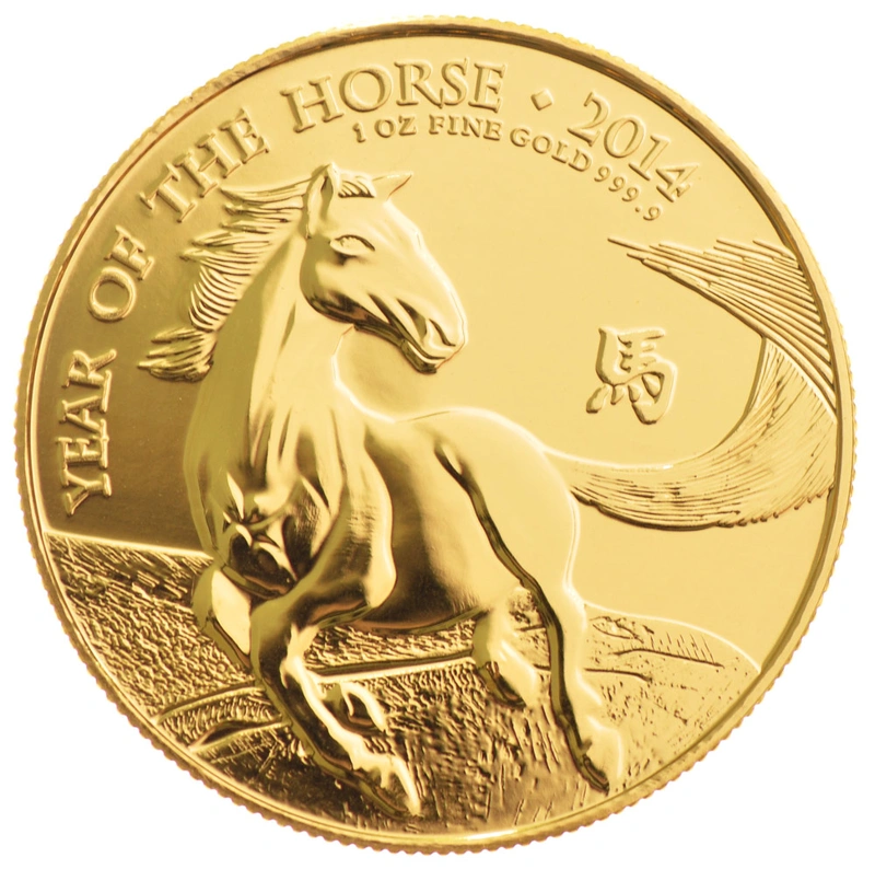 Pièce Royal Mint Lunar Or 1 Once 2014 Année du Cheval