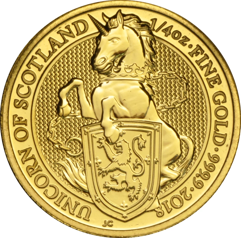 Pièce Queen's Beasts Or 1/4 Once 2018 Licorne d'Ecosse