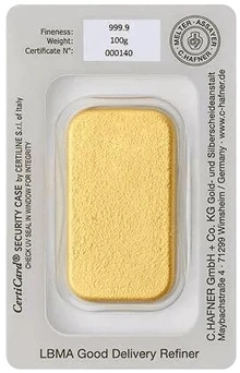 Lingot d'Or 100g C. Hafner Coulé