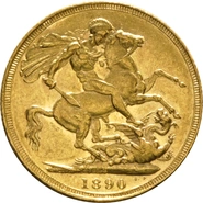 Pièce Souverain Or 1890 Victoria Tête Jubilée S