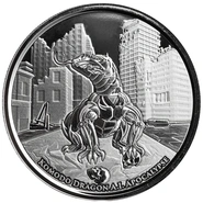 Pièce Apocalypse du Dragon de Komodo AI Argent 1 Once 2022