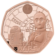 Pièce 50 Pence Or 2023 Star Wars R2-D2 et C-3PO BE en Boîte