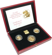 3 Pièces Souverains Or 1990 BE en Boîte