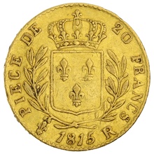 20 Francs Or Louis XVIII Buste Habillé 1815 R