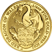 Pièce Queen's Beasts Or 1/4 Once 2017 Dragon Rouge