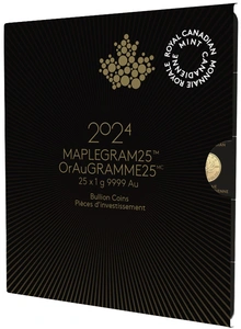 Pièces Maplegram Or 25 x 1g 2024