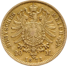 Pièce 20 Mark Or Allemand Wilhelm I 1871 à 1878