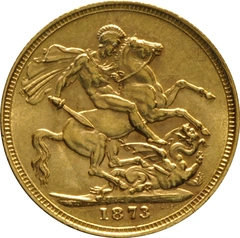 Pièce Souverain Or Victoria Tête Jeune 1873 (M)