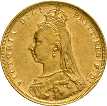 Pièce Souverain Or 1892 Victoria Tête Jubilée (M)