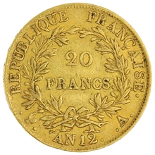 Pièce 20 Francs Or Napoléon Empereur Bust Intermédiaire An12 A