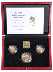 3 Pièces Souverains Or 1998 BE en Boîte