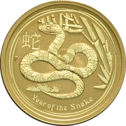 Pièce Perth Mint Lunar Or 1/2 Once 2013 Année du Serpent