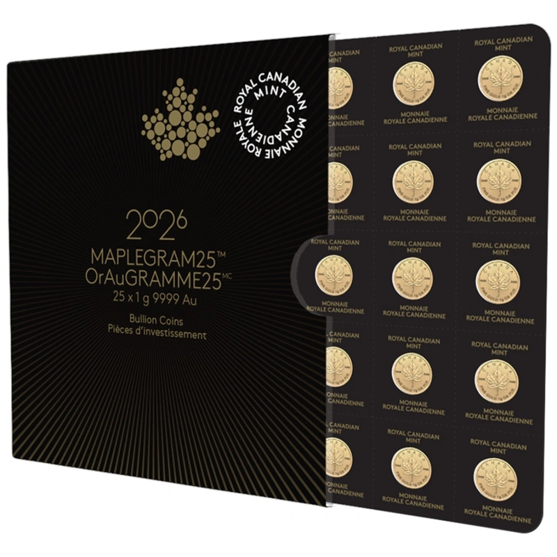 2026 MapleGram 25 x 1g Gold Coins