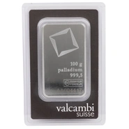 Lingot de Palladium Valcambi 100g