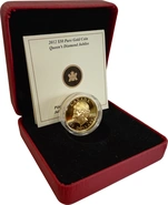 Pièce 50 Dollars Or Canadienne Pur À Haut Relief 2012 Elisabeth II Jubilé de Diamant en Boîte