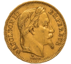 Pièce 20 Francs Or 1870 Napoléon III BB