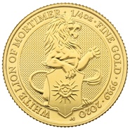 Royal Mint Queen's Beasts Or 1/4 Once 2020 le Lion Blanc de Mortimer