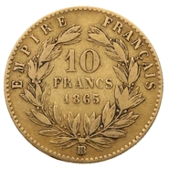 Pièce 10 Francs Or Napoléon III 1865 Tête Laurée Grosse BB