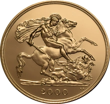 Pièce Quintuple Souverain Or 2000