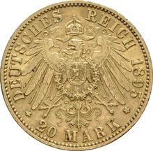 Pièce 20 Mark Or Allemand Wilhelm II 1889 à 1913