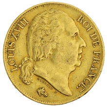 20 Francs Or Louis XVIII Tête Nue 1817 Q