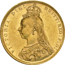 Pièce Souverain Or 1889 Victoria Tête Jubilée (M)