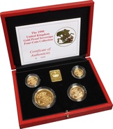 Ecrin de collection de 4 souverains en or- 1990