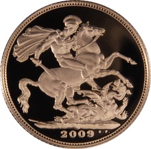 Ecrin de collection de 5 souverains en or - 2009