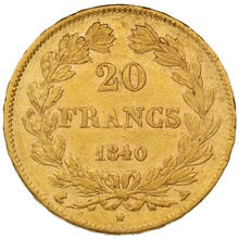 20 Francs Or Louis-Philippe Tête Laurée 1840 A