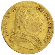 Pièce 20 Francs Or 1814 Louis XVIII L