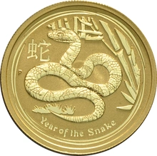 Pièce Perth Mint Lunar Or 1/2 Once 2013 Année du Serpent