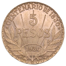 Pièce 5 Pesos Or Uruguay 1930
