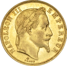 Pièce 50 Francs Or Napoléon III Tête Laurée