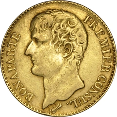 Pièce 40 Francs Or Bonaparte Premier Consul Tête Nue 1802 à 1804
