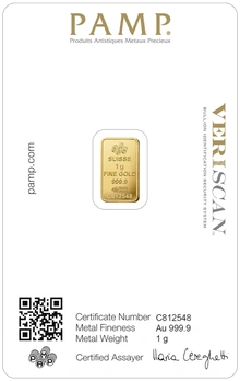 Lingot d'Or 1g Pamp