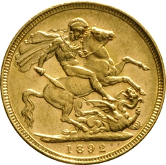 Pièce Souverain Or 1892 Victoria Tête Jubilée (M)