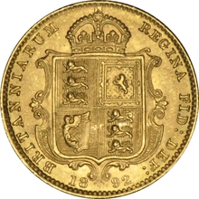 Pièce Demi Souverain Or 1892 Victoria Tête Jubilé Revers Armoiries Londres NGC MS63