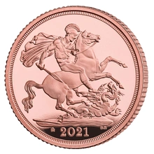 5 Pièces Souverains Or 2021 Elisabeth II 5ème Tête en Boîte