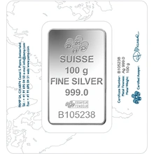 Lingot d'Argent 100g Pamp