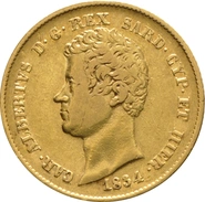 Pièce 20 Lire Or Italienne Carlo Alberto