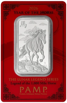 Lingot d'argent 1 oz 2026 Année du Cheval PAMP