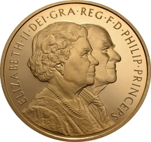 Pièce Quintuple Souverain Or 2007 £5 Noces de Diamant en Boîte