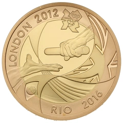 Pièce Double Souverain Or 2012 Le Transfert du Drapeau Olympique de Londres À Rio