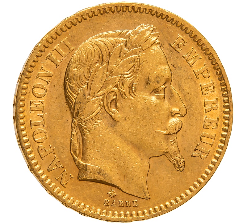 1862 20 French Francs - Napoleon III Laureate Head - A